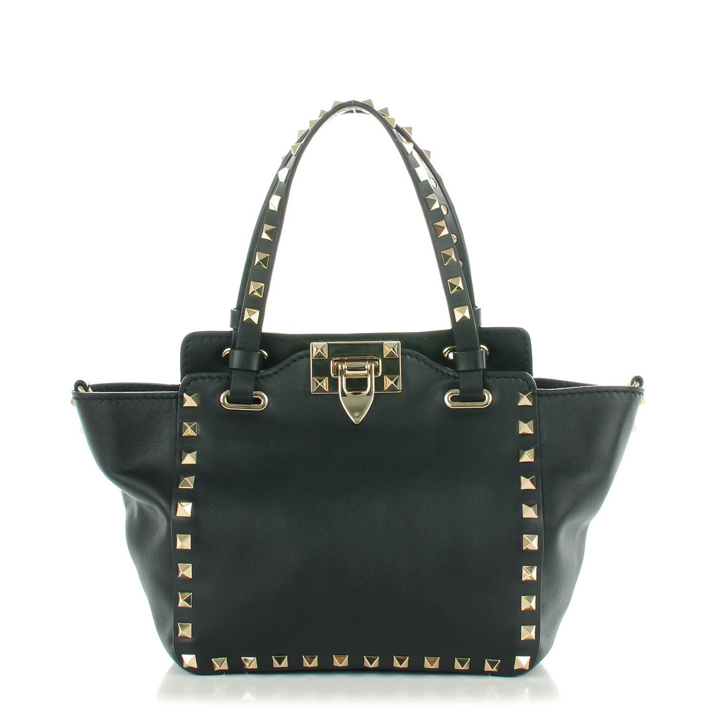 Vitello Mini Rockstud Tote Black