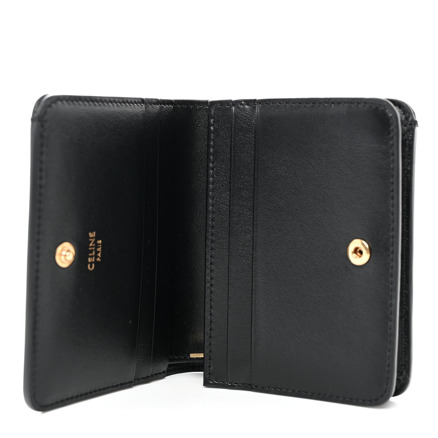Celine Shiny Calfskin Triomphe Compact Wallet Black 5 of 8