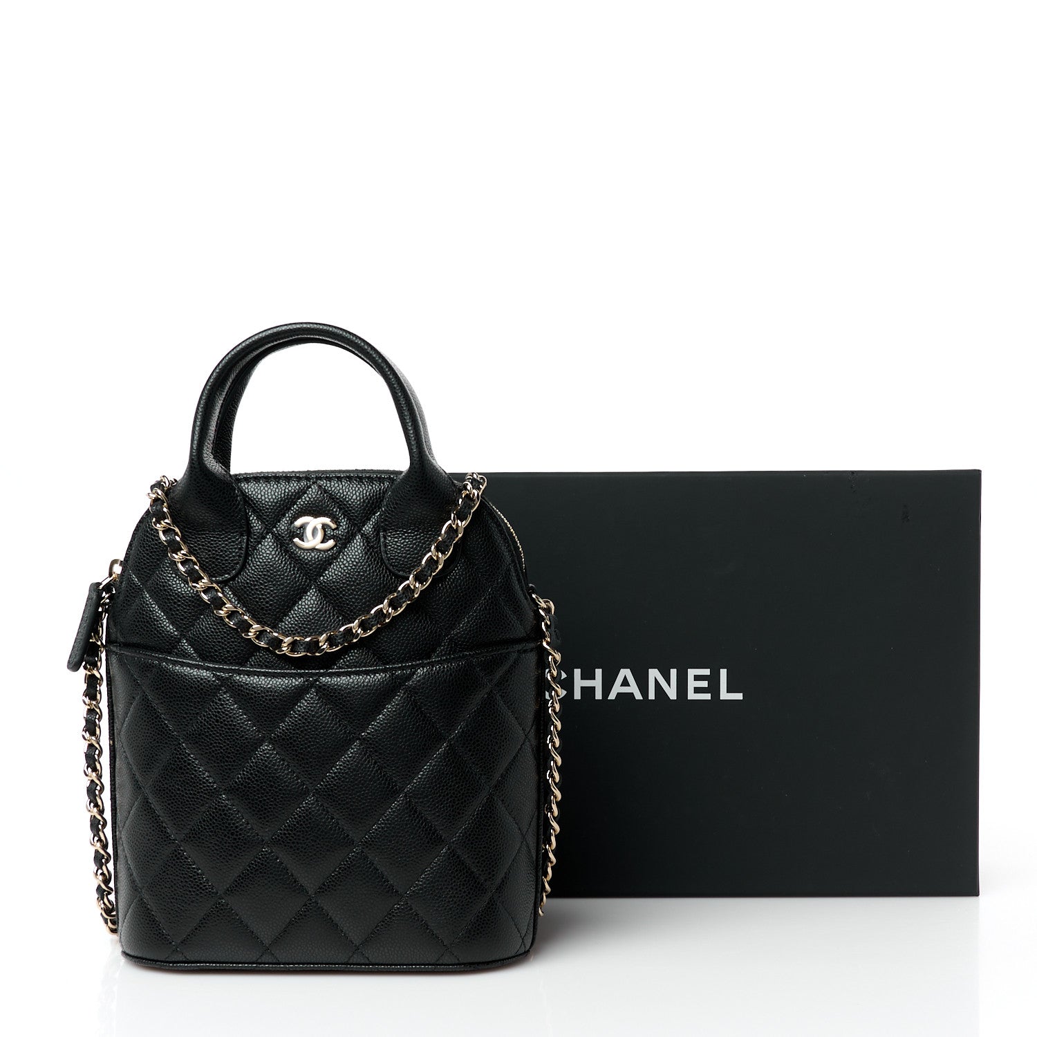 Chanel Caviar Quilted Top Handle Clutch With Chain Black 11 of 11