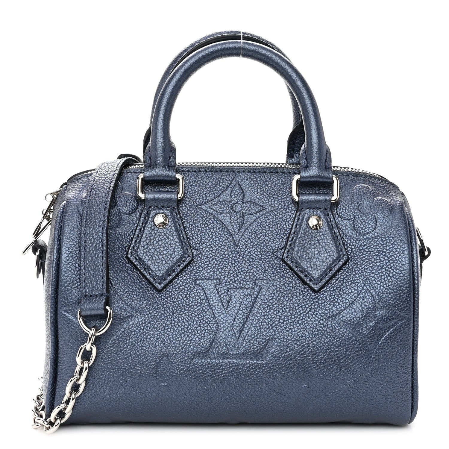 Louis Vuitton Metallic Empreinte Monogram Giant Speedy Bandouliere 20 Navy Nacre 1 of 9