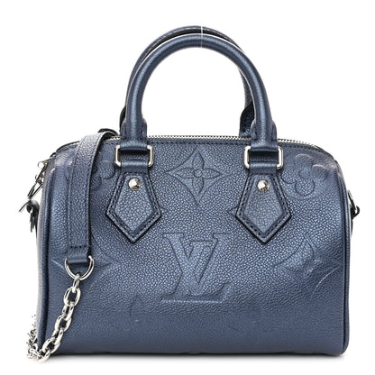 Louis Vuitton Metallic Empreinte Monogram Giant Speedy Bandouliere 20 Navy Nacre 1 of 9