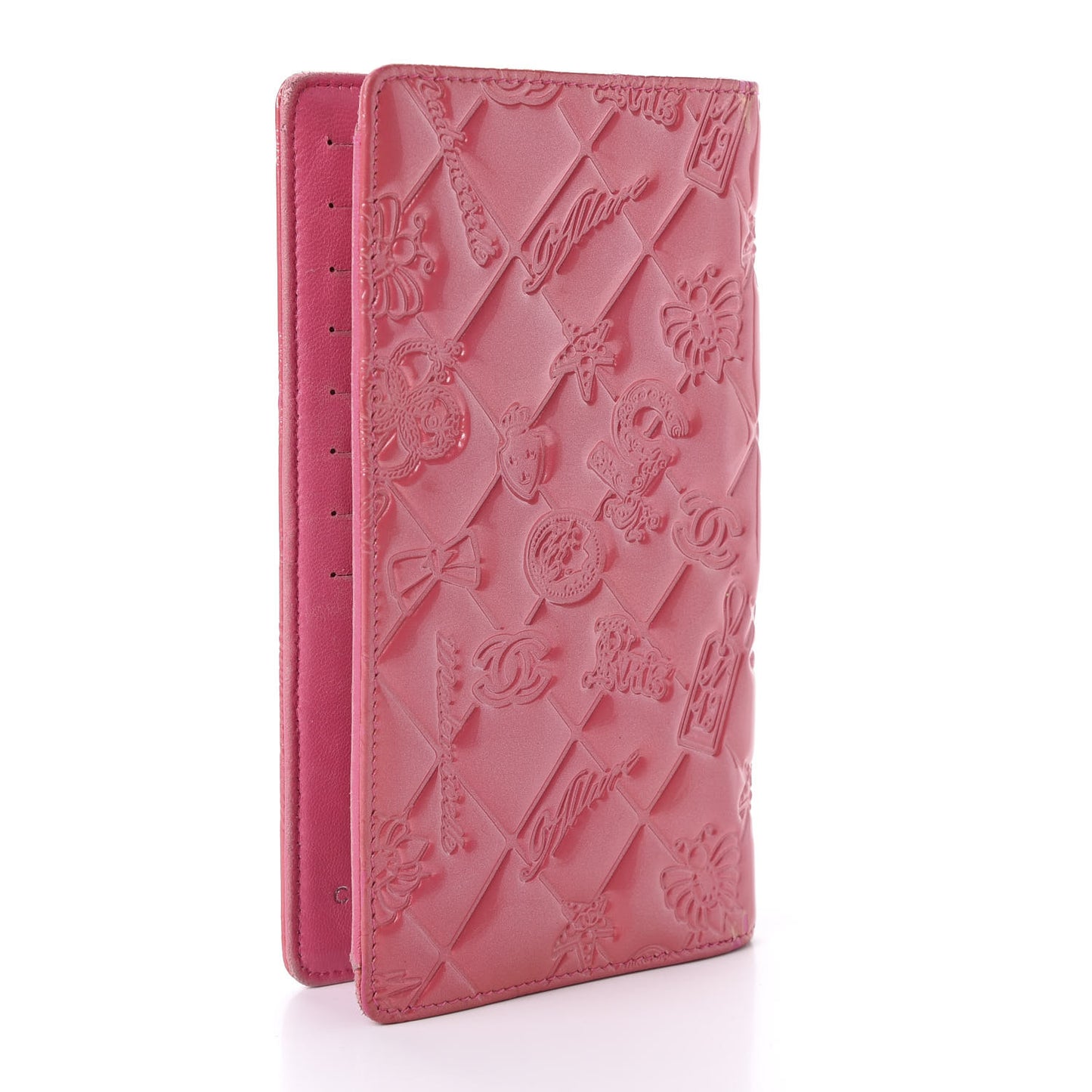 Patent Calfskin Lucky Symbols Yen Wallet Pink