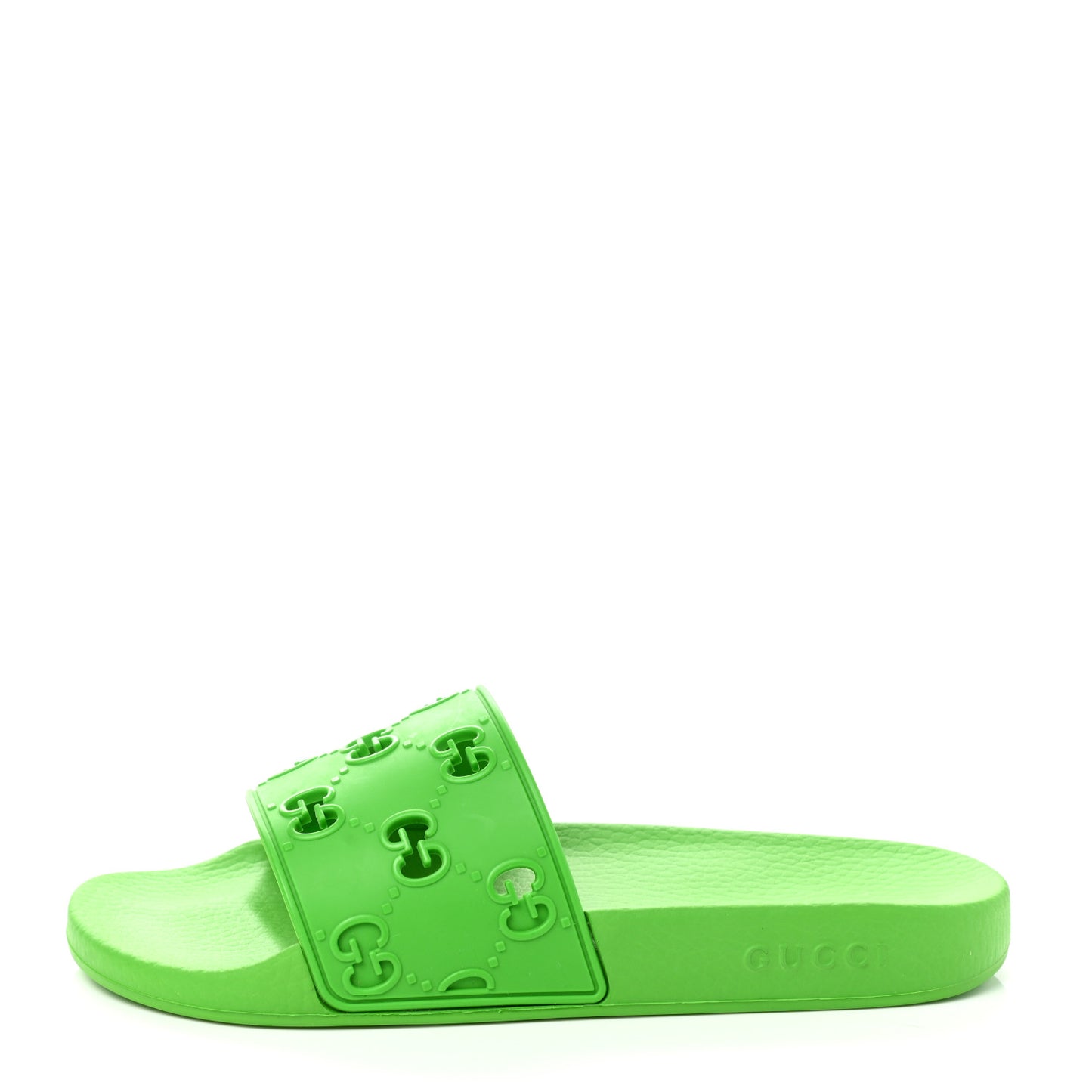 Rubber GG Monogram Perforated Mens Slide Sandals 6 Green