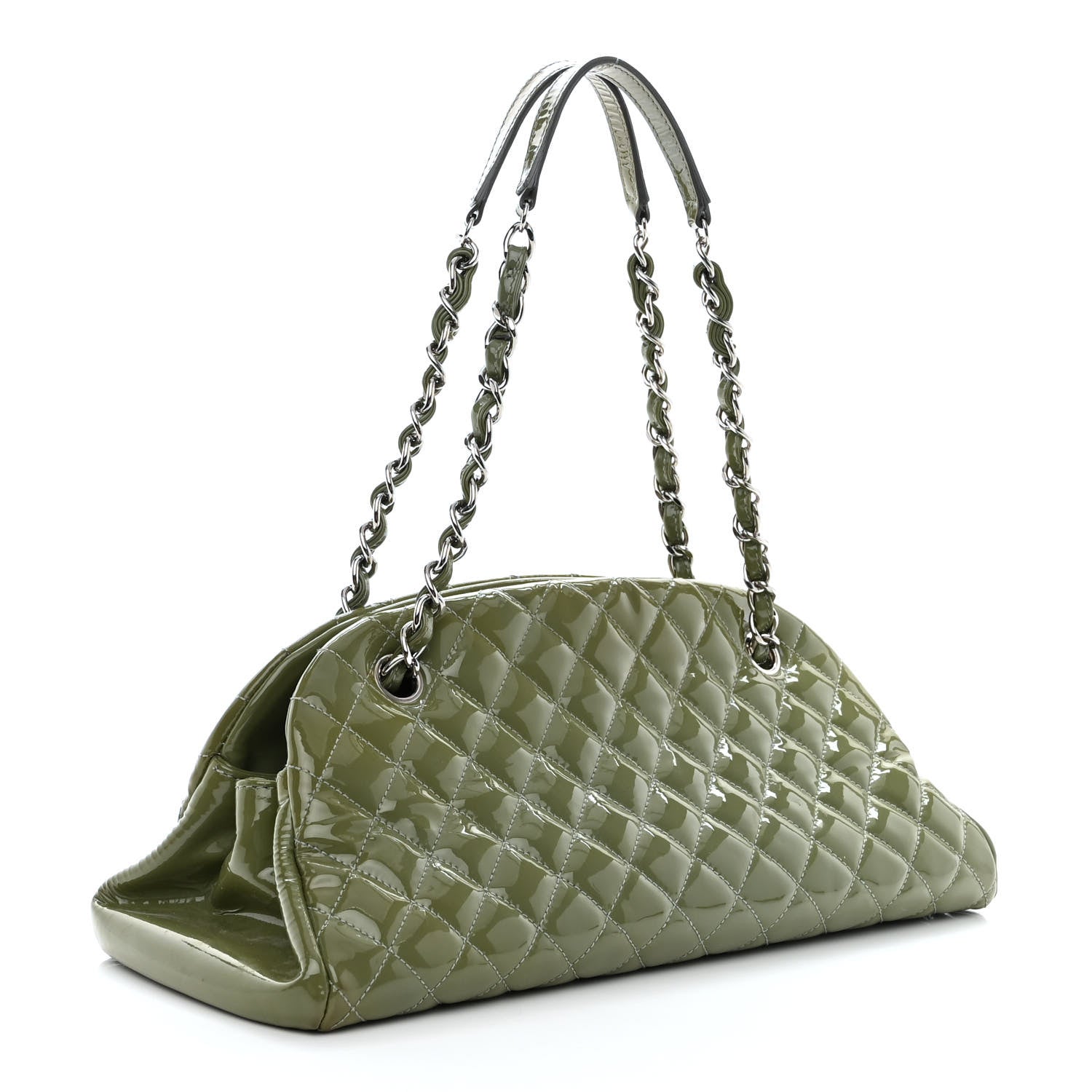 Chanel Patent Quilted Medium Just Mademoiselle Green 3 of 12