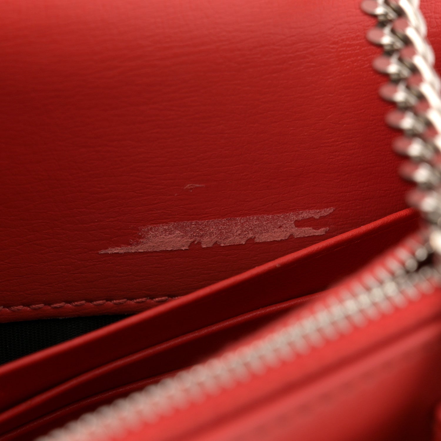 Saint Laurent Calfskin Monogram Sunset Chain Wallet Rosso 13 of 13
