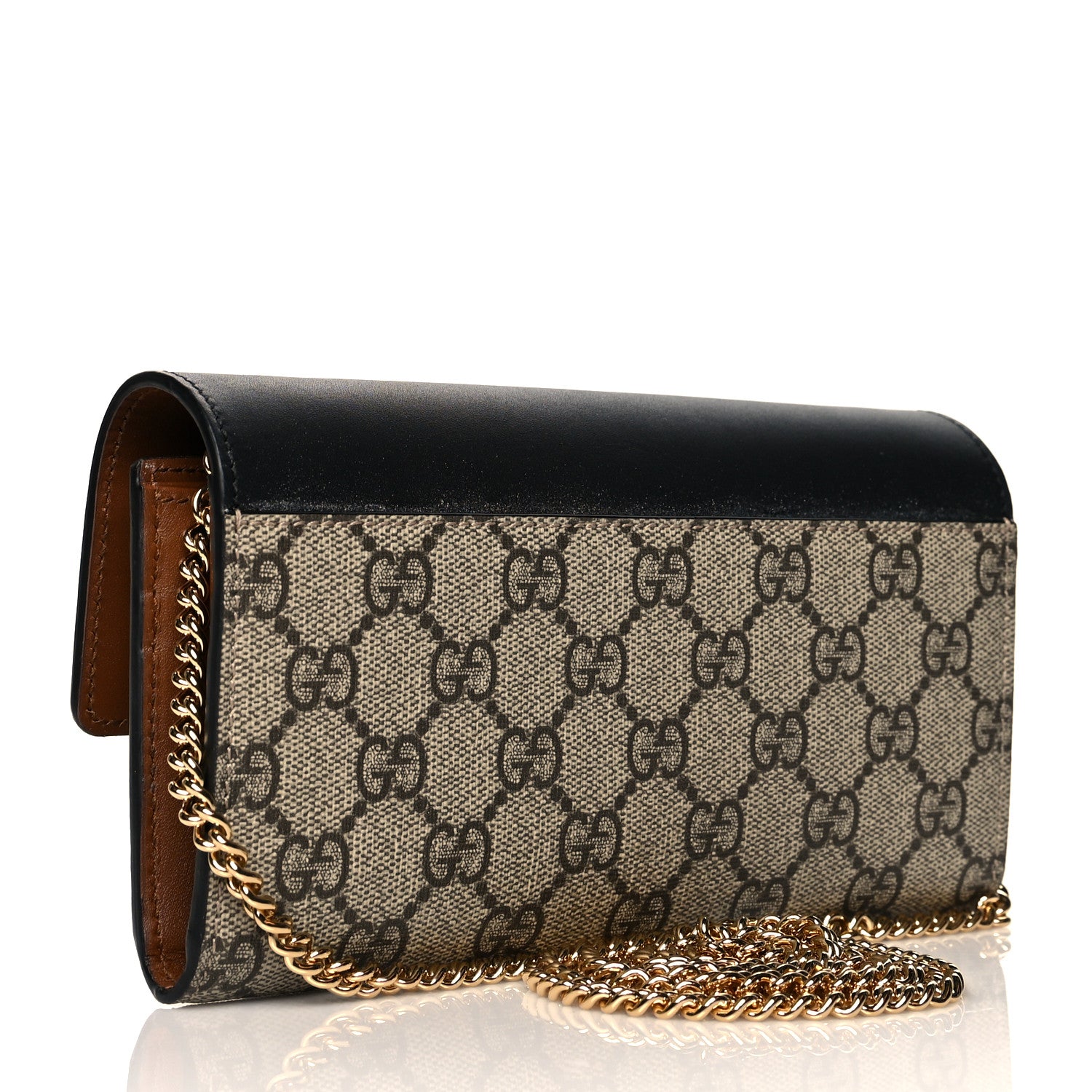 Gucci GG Supreme Monogram Calfskin Padlock Chain Wallet Beige Black Cuir 3 of 8