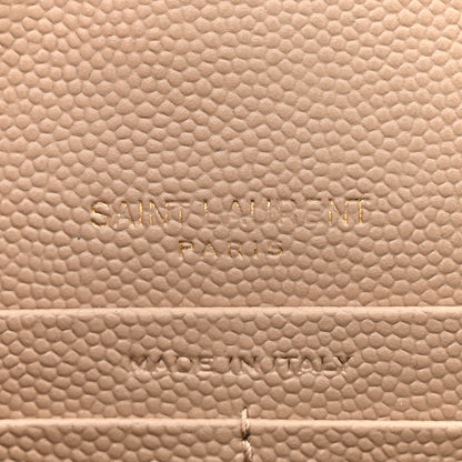 Saint Laurent Grain De Poudre Matelasse Chevron Monogram Envelope Chain Wallet Nude Powder 6 of 11