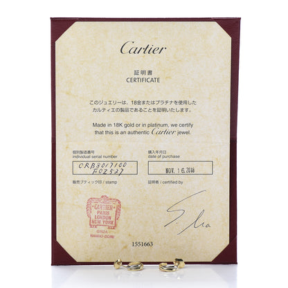 Cartier 18K Pink Yellow White Gold 13mm Trinity Hoop Earrings 6 of 6