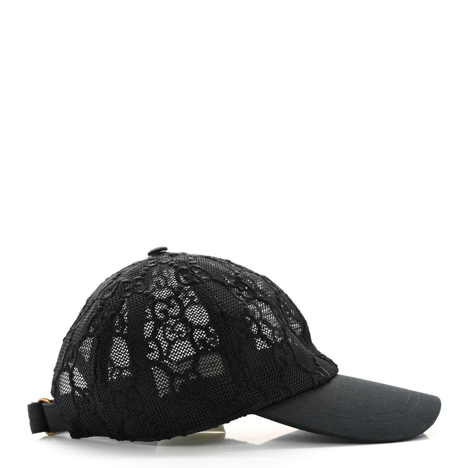 Gucci Mesh GG Monogram Embroidered Shivali Baseball Hat S 56 Black 6 of 10