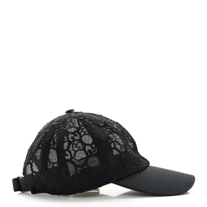 Gucci Mesh GG Monogram Embroidered Shivali Baseball Hat S 56 Black 6 of 10