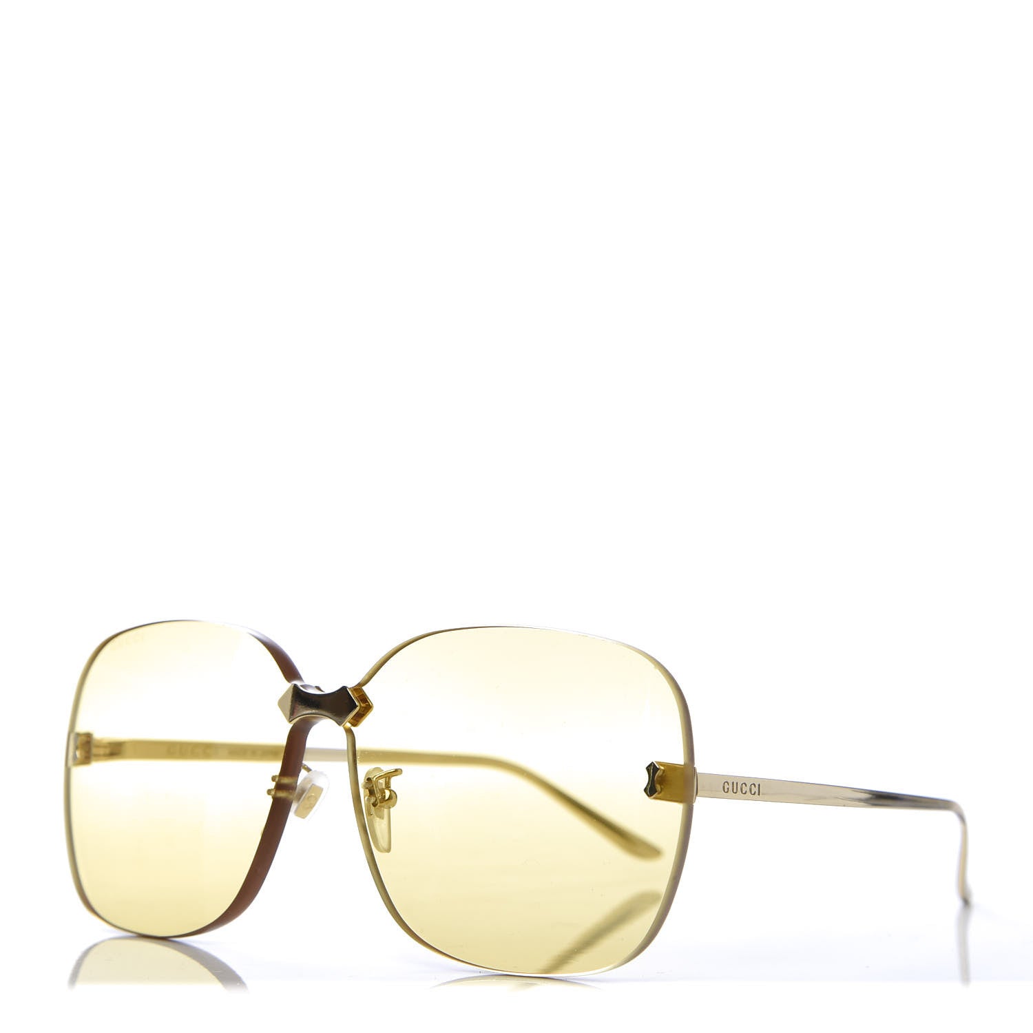 Gucci Rimless Sunglasses GG0352S Gold Yellow 1 of 6
