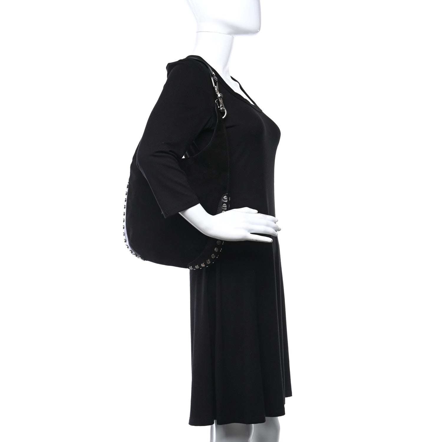 Fendi Suede Studded Hobo Black 2 of 10