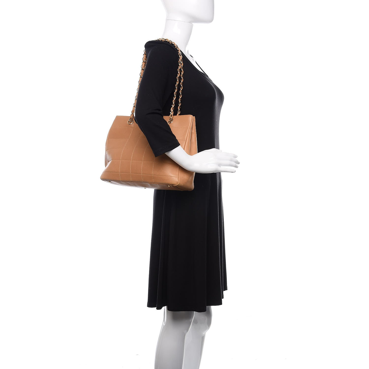 Chanel Calfskin Stitched Chocolate Bar Shopping Tote Beige 2 of 20