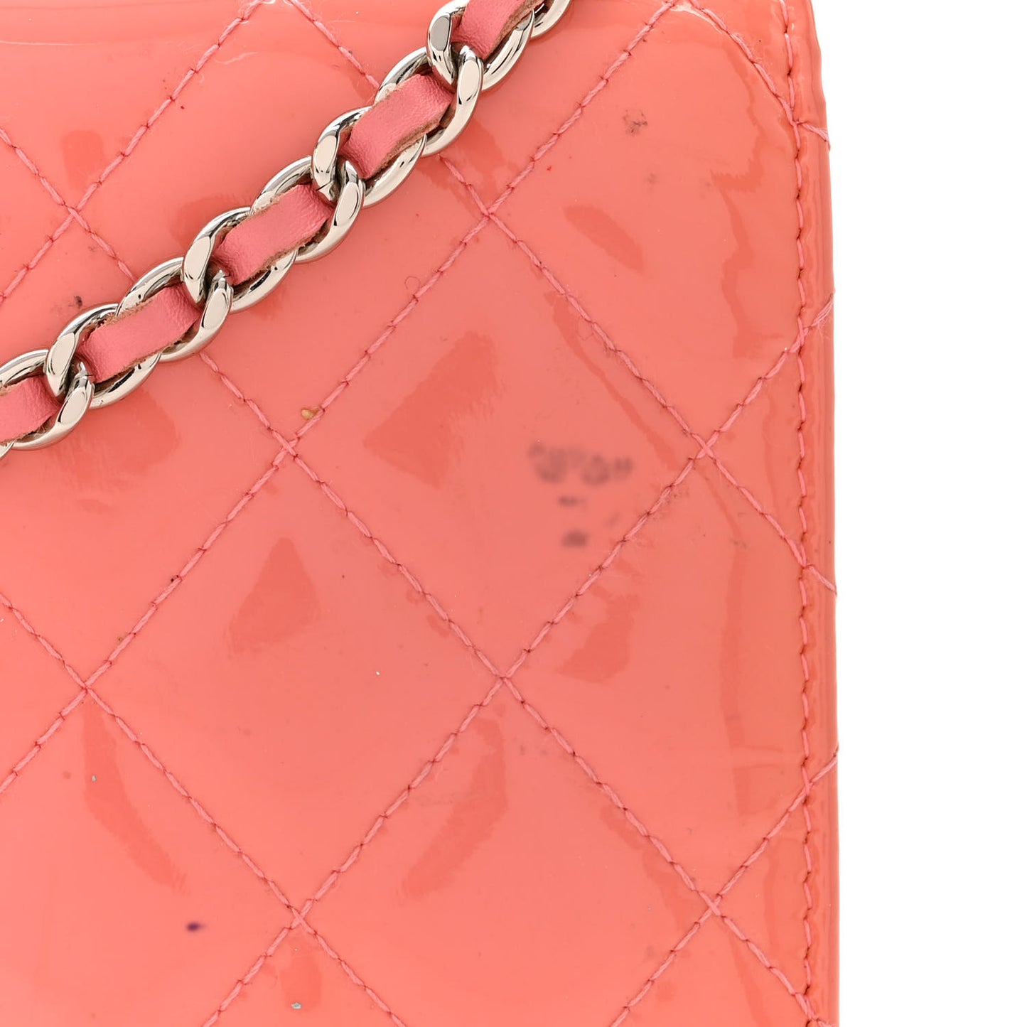 Patent Quilted Wallet On Chain WOC Coral
