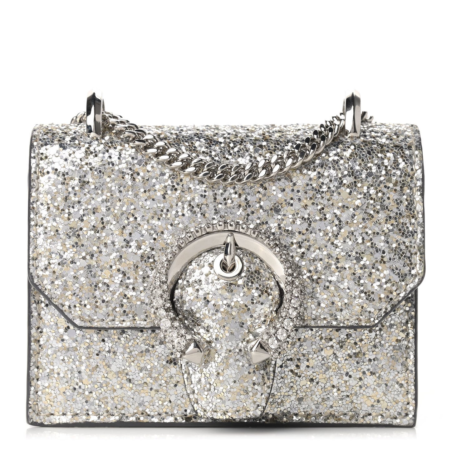 Coarse Glitter Mini Paris Crossbody Platinum