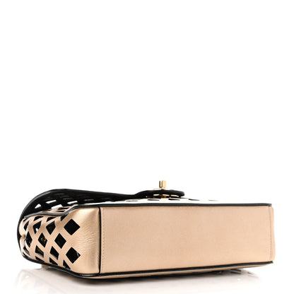 Chanel Metallic Lambskin Sea Through Flap Gold Black 5 of 12