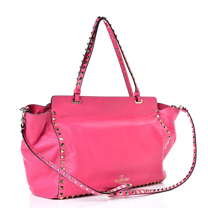 Valentino Garavani Vitello Medium Rockstud Tote Pop Fuxia 2 of 14