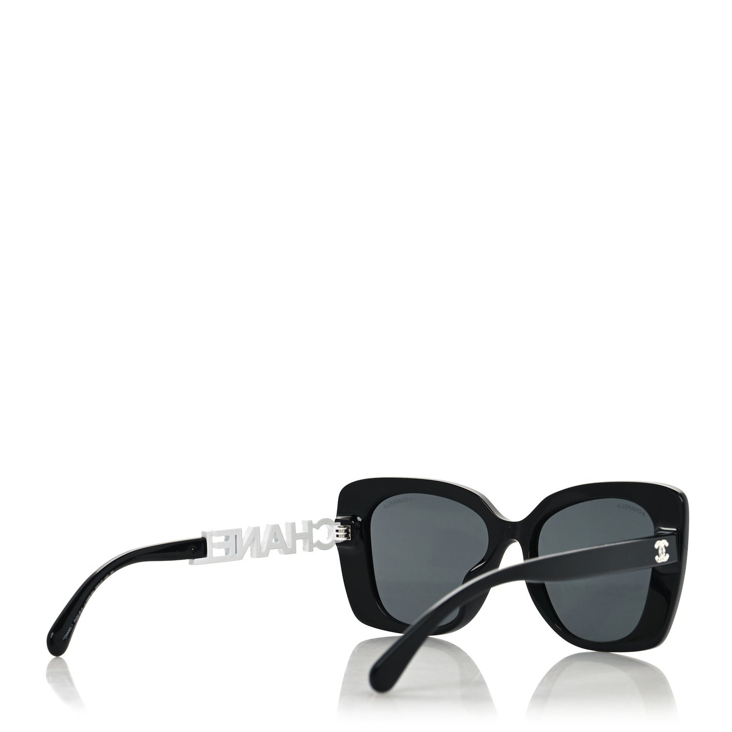 Acetate Strass Square Sunglasses 5422-B-A Black White