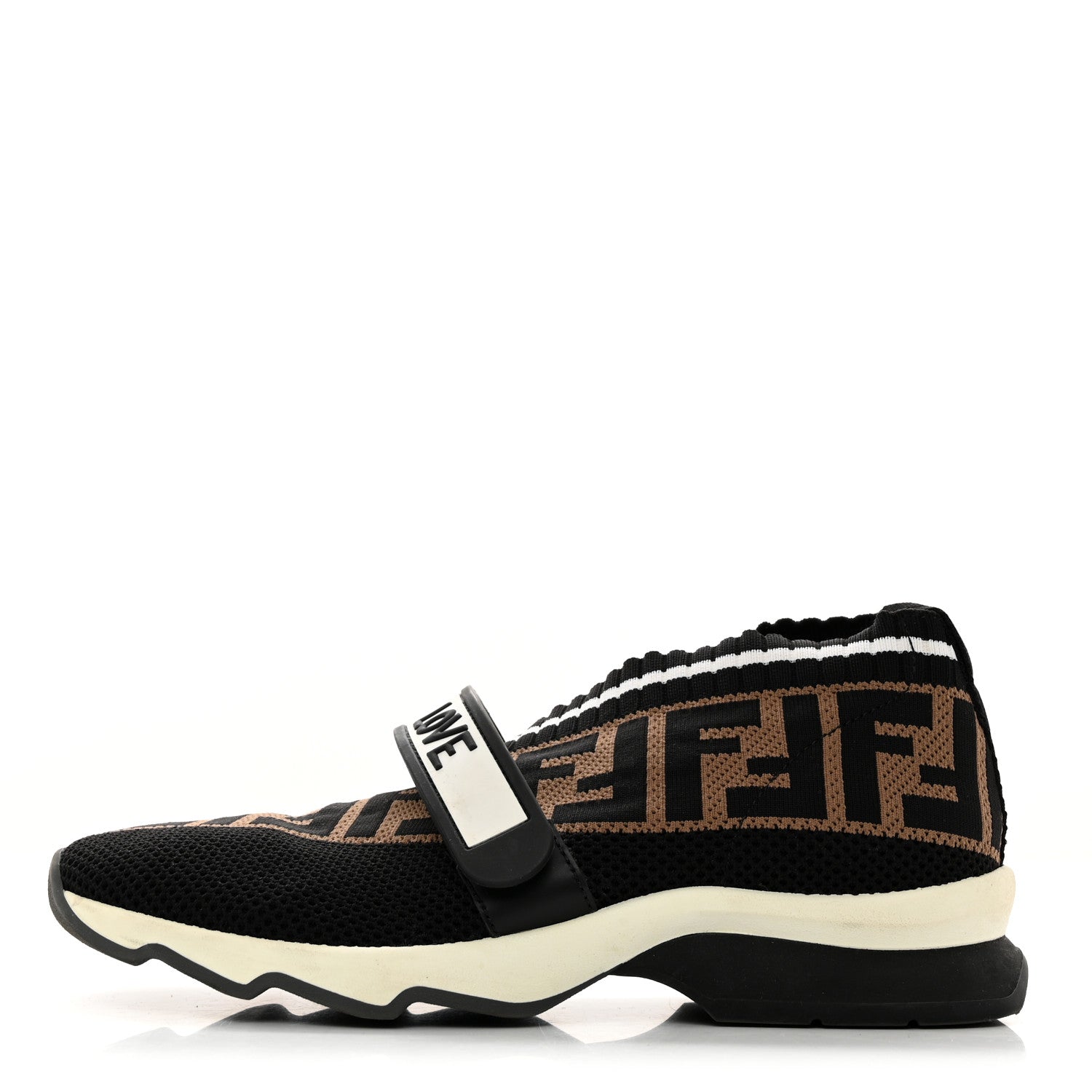 Fendi Stretch Yarn FF Stiff Band Rockoko Sneakers 36 Black White Tobacco 1 of 10