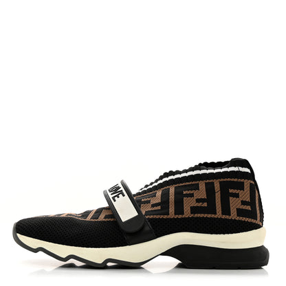 Fendi Stretch Yarn FF Stiff Band Rockoko Sneakers 36 Black White Tobacco 1 of 10