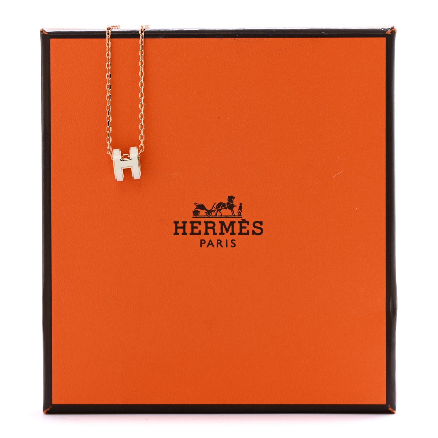 Lacquered Rose Gold Mini Pop H Pendant Necklace White