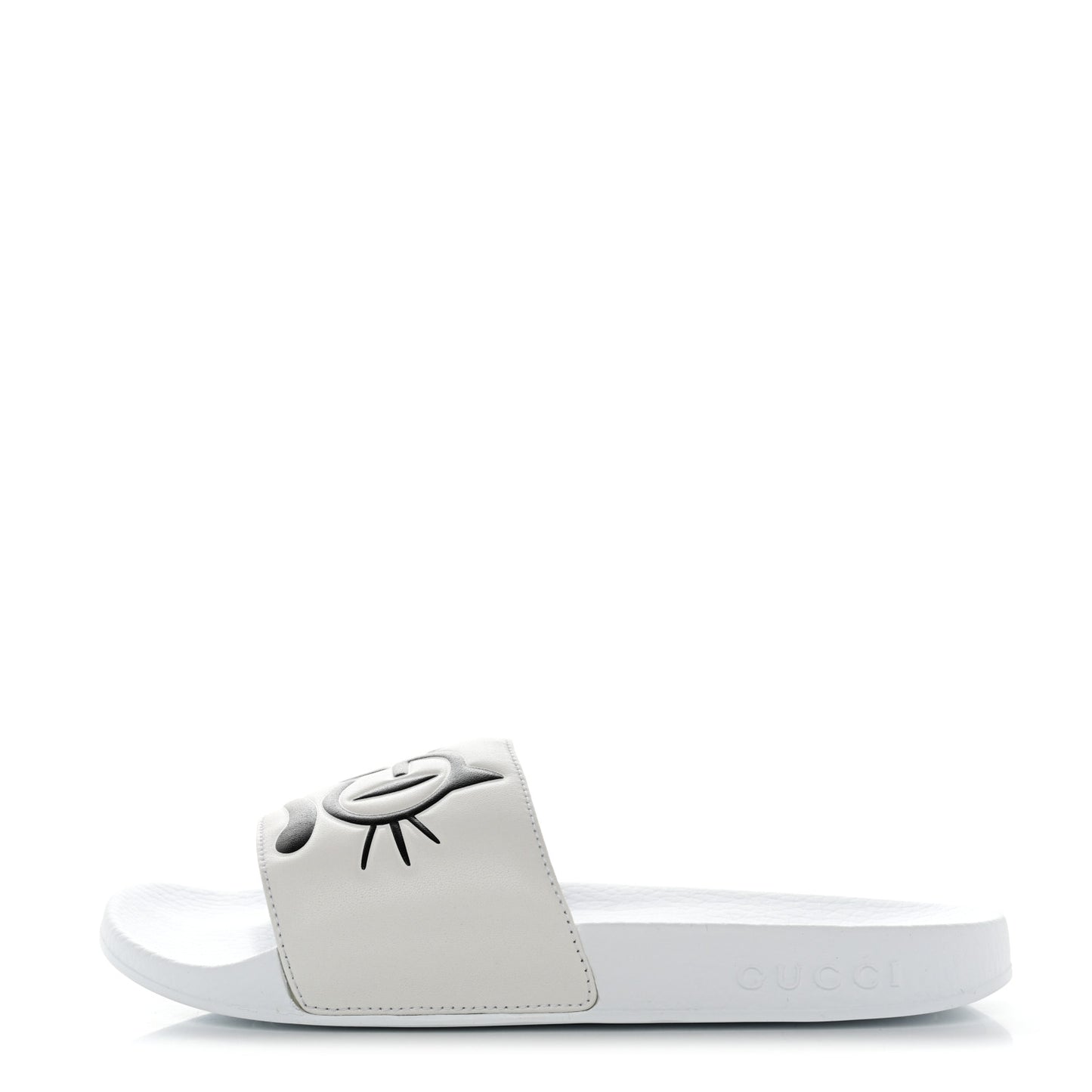 Nappa Interlocking G Cat Womens Pursuit Slide Sandals 37 Great White