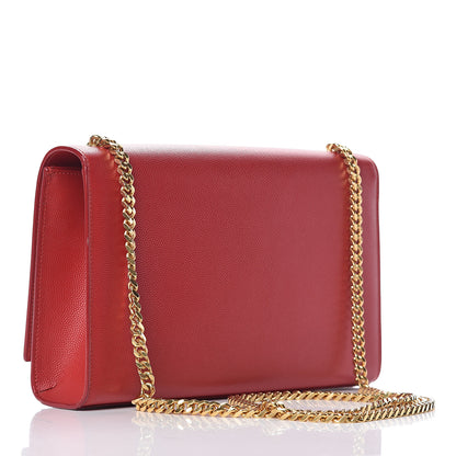 Saint Laurent Grain De Poudre Medium Monogram Kate Satchel Red 3 of 11