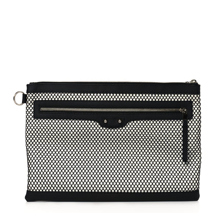 Balenciaga Nylon Mesh Lambskin Classic Silver Hardware Large Clip White Black 1 of 9