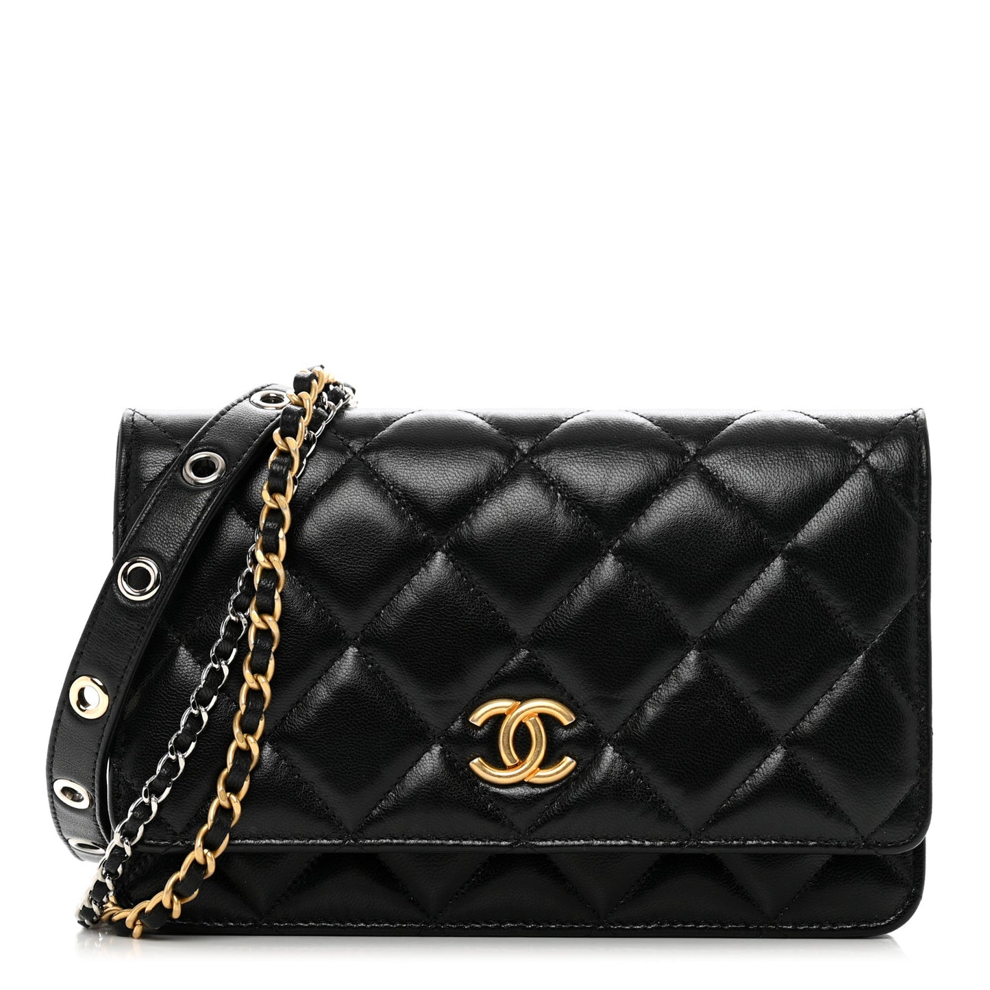 Goatskin Quilted Quilted Like A Wallet Wallet On Chain WOC Black