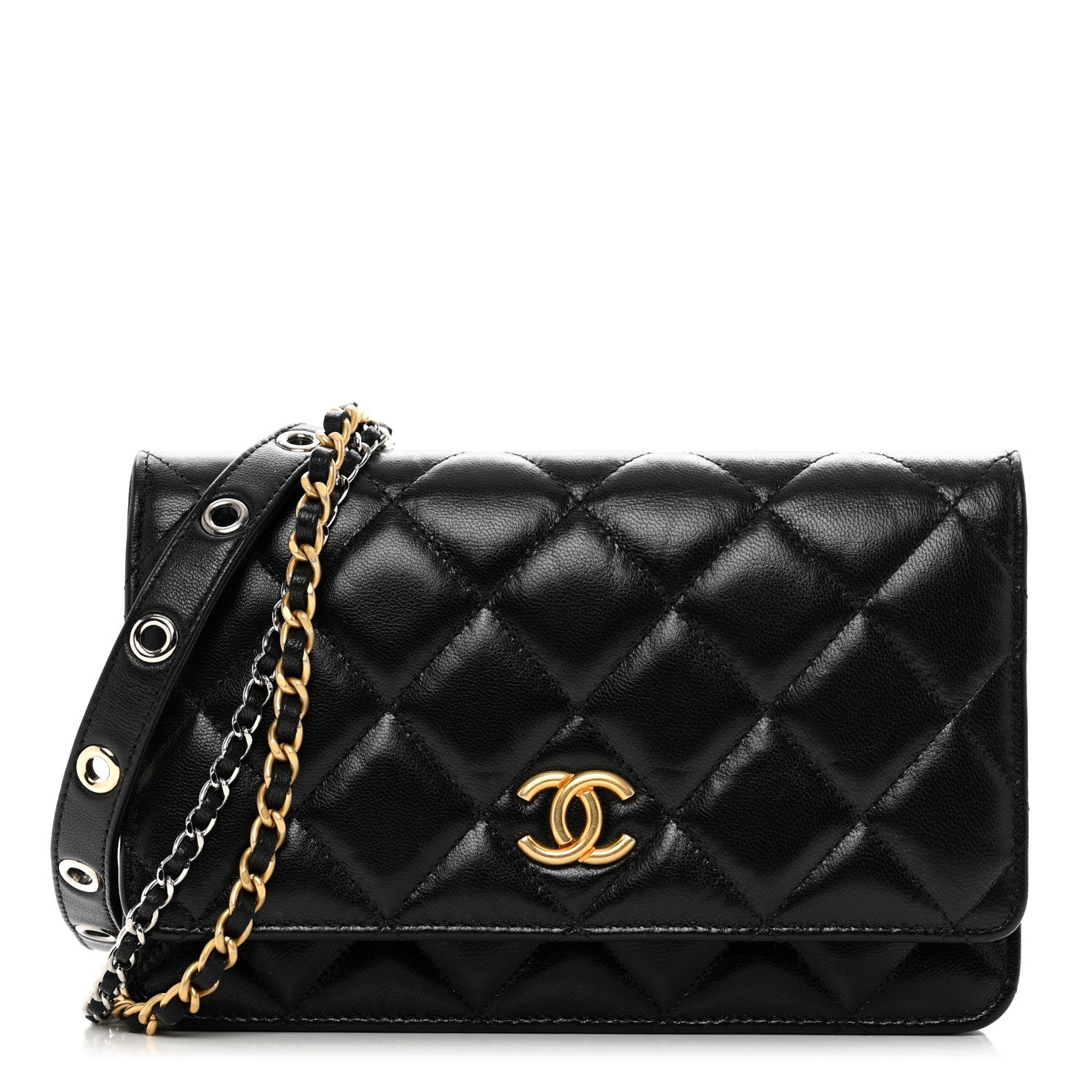 Chanel Goatskin Quilted Quilted Like A Wallet Wallet On Chain WOC Black 1 of 11