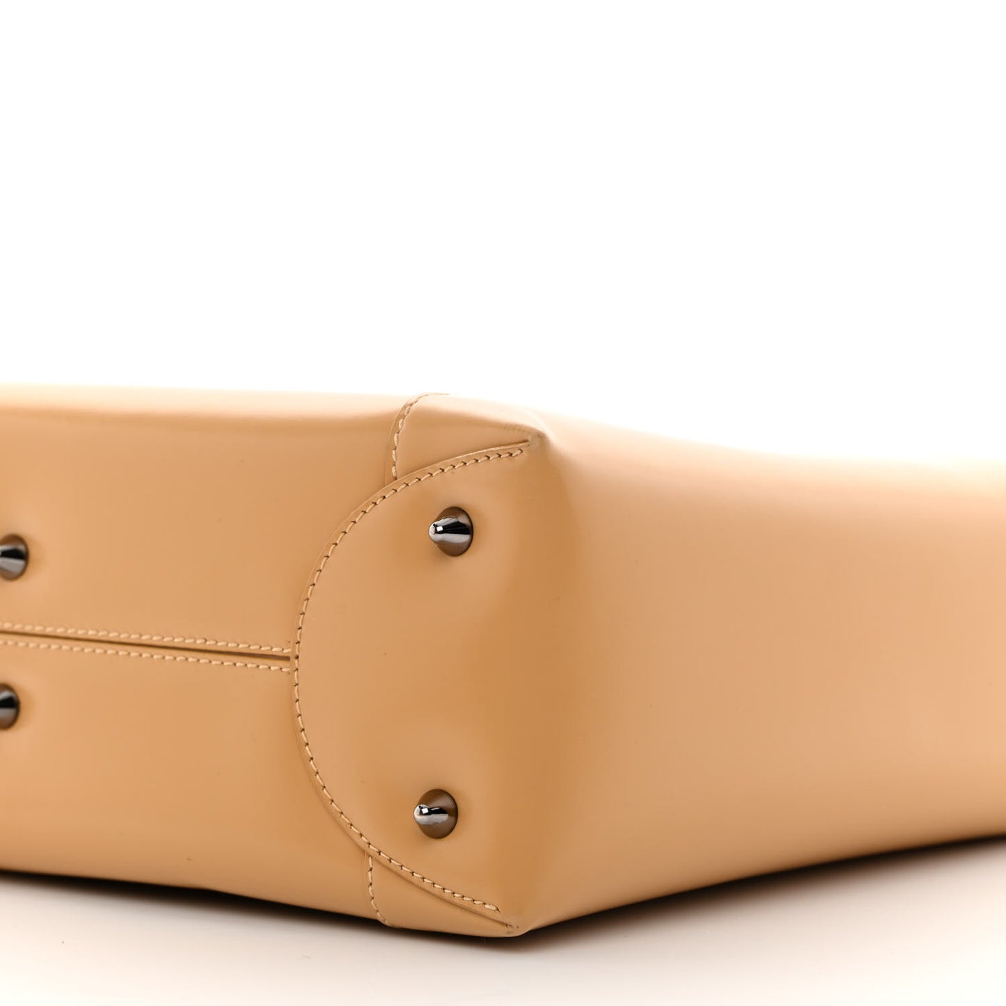 Calfskin Maris Pearl Beaded Top Handle Bag Beige
