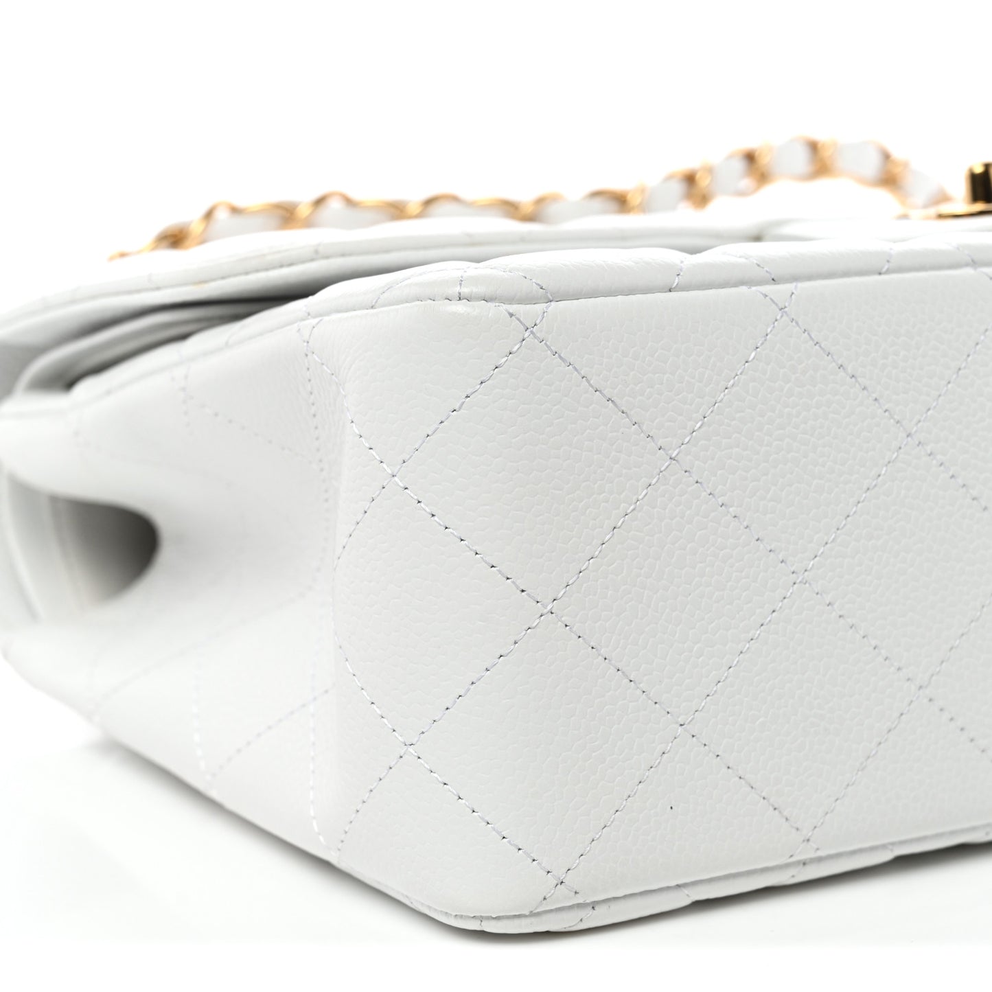 Caviar Quilted Jumbo Double Flap White