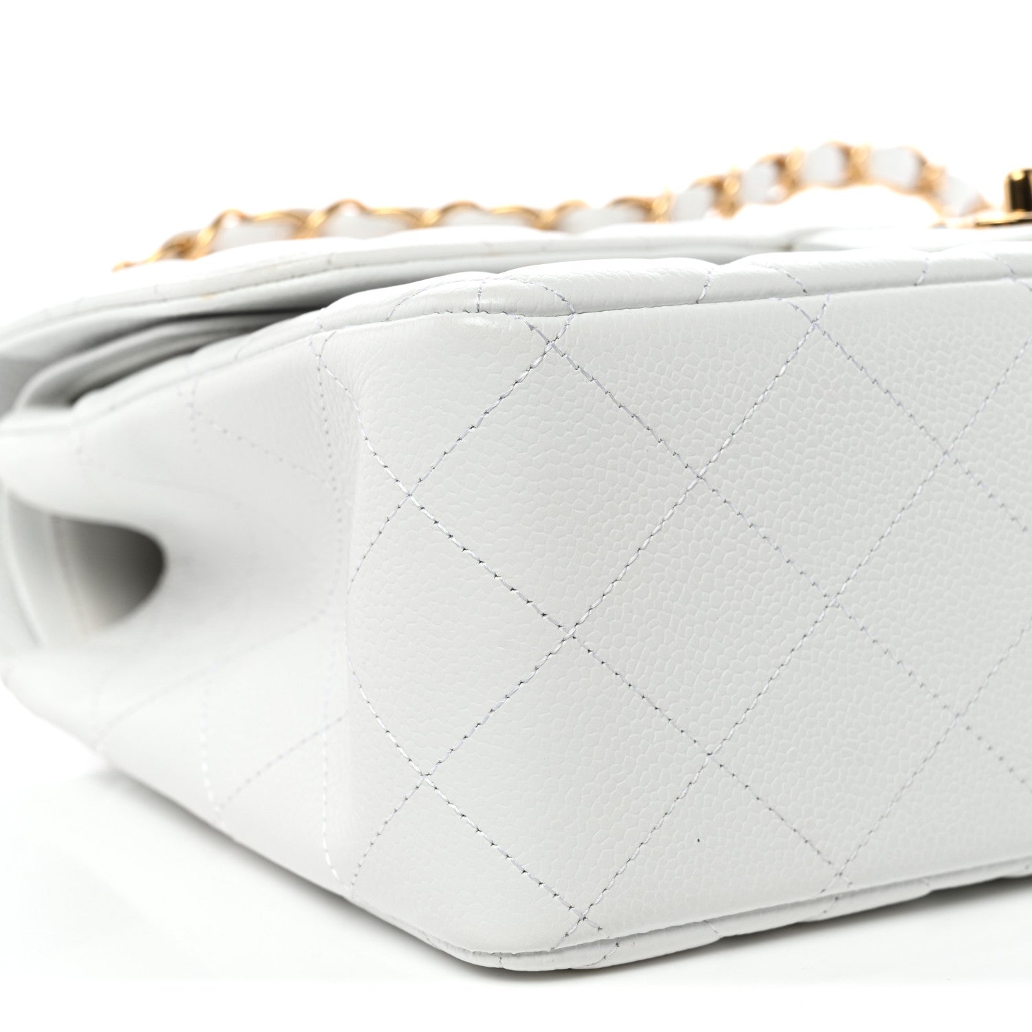 Chanel Caviar Quilted Jumbo Double Flap White 9 of 11