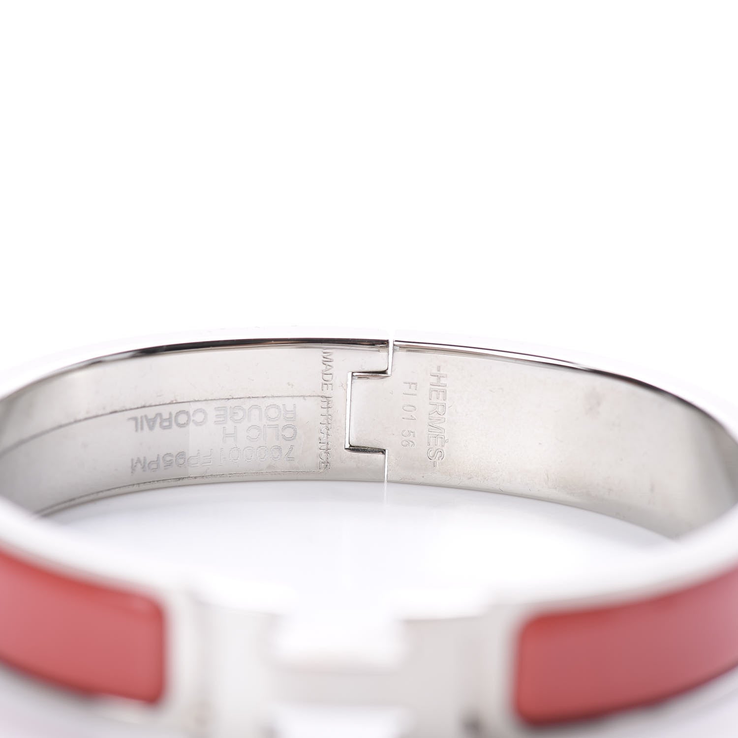 Hermes Enamel Narrow Clic Clac H Bracelet PM Rouge Corail 3 of 3