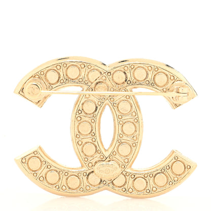 Chanel Metal Crystal Graduated Pearl CC Brooch Gold 2 of 4