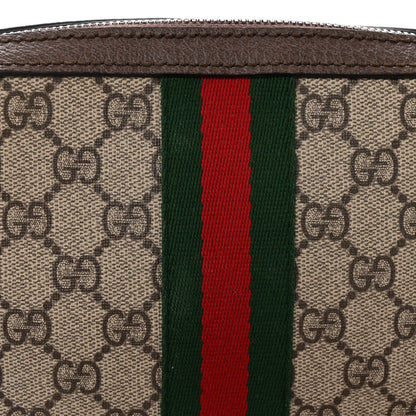 Gucci GG Supreme Monogram Textured Dollar Calfskin Web Ophidia Wristlet Shoulder Bag Beige Ebony New Acero 12 of 12