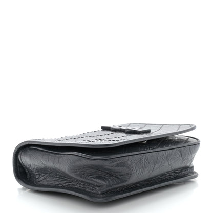 Saint Laurent Crinkled Calfskin Matelasse Monogram Niki Chain Wallet Dark Smog 4 of 11