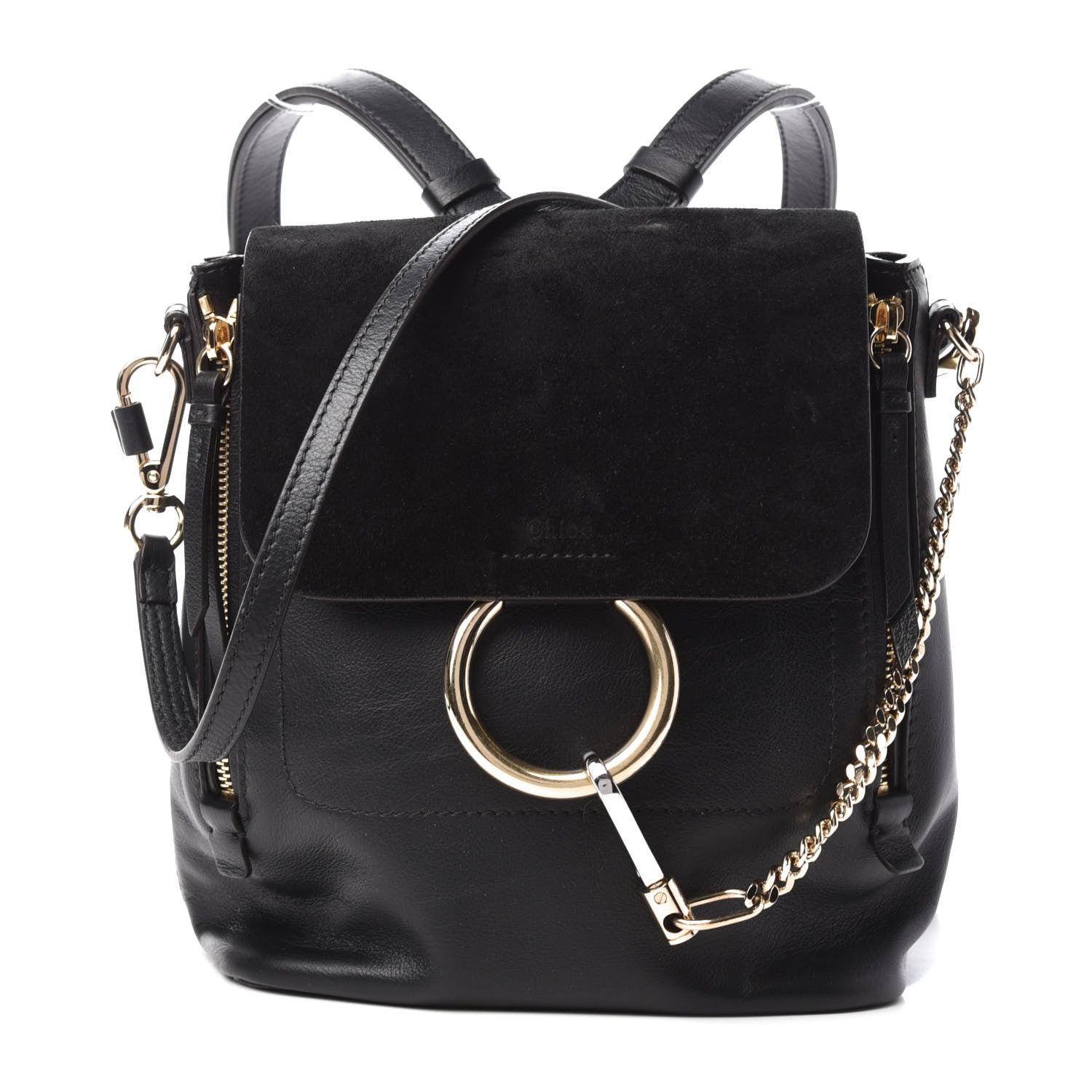 Chloe Suede Calfskin Small Faye Backpack Black 1 of 7