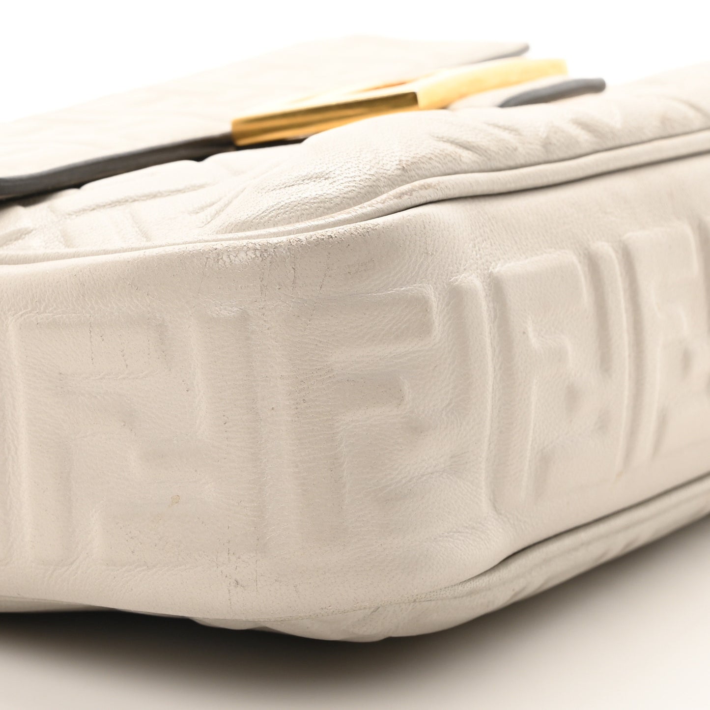 Nappa Small FF Embossed Midi Chain Baguette Ghiaia