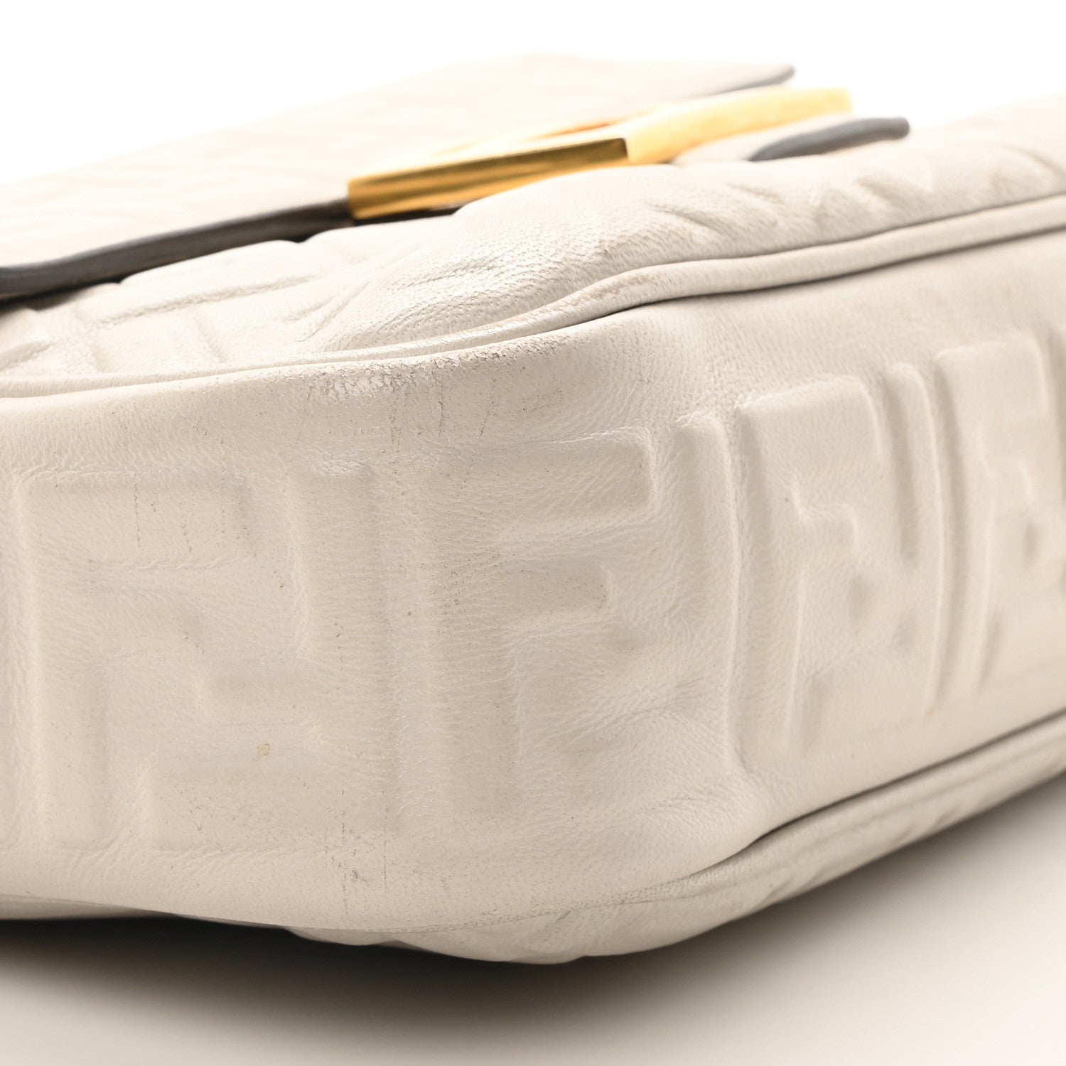 Fendi Nappa Small FF Embossed Midi Chain Baguette Ghiaia 9 of 11