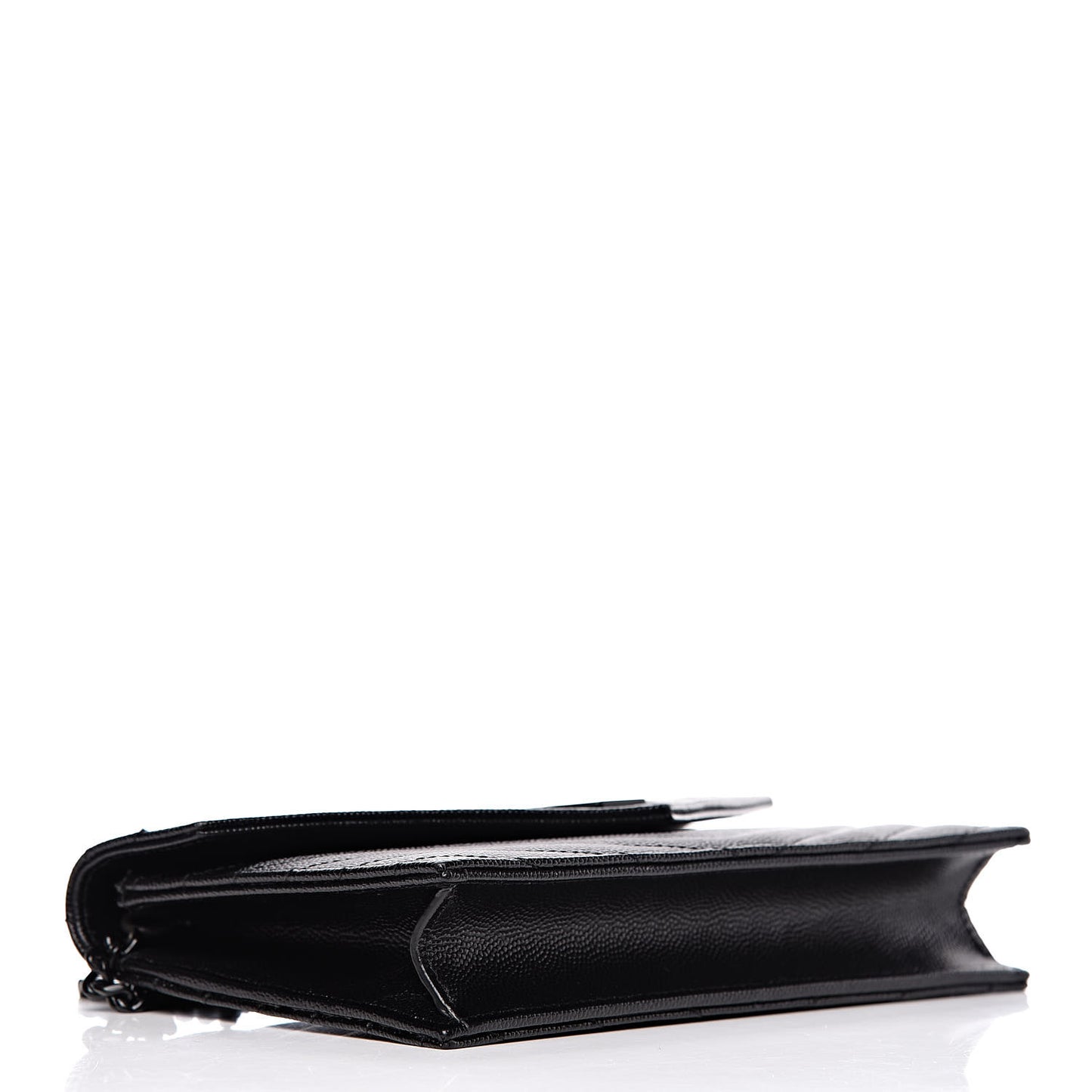 Grain De Poudre Matelasse Chevron Monogram Envelope Chain Wallet Black