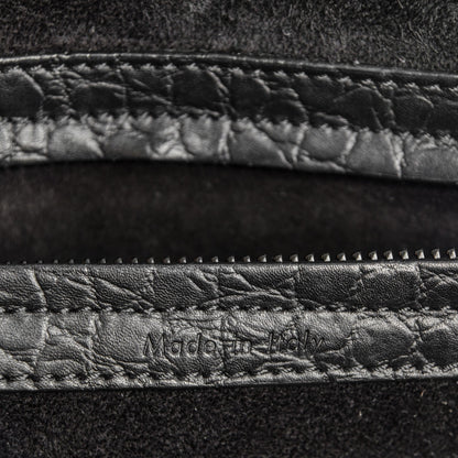 Celine Crocodile Embossed Calfskin Medium Phantom Luggage Black 7 of 8