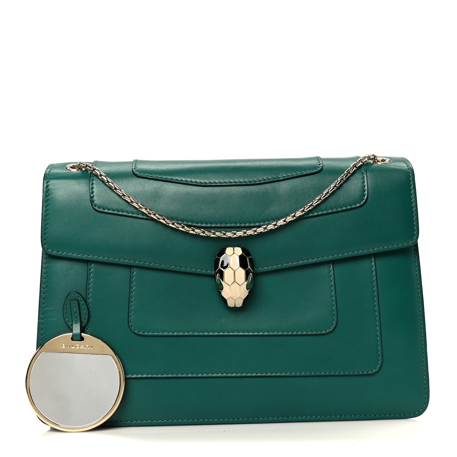 Bulgari Calfskin Serpenti Forever Shoulder Bag Emerald Green 3 of 12