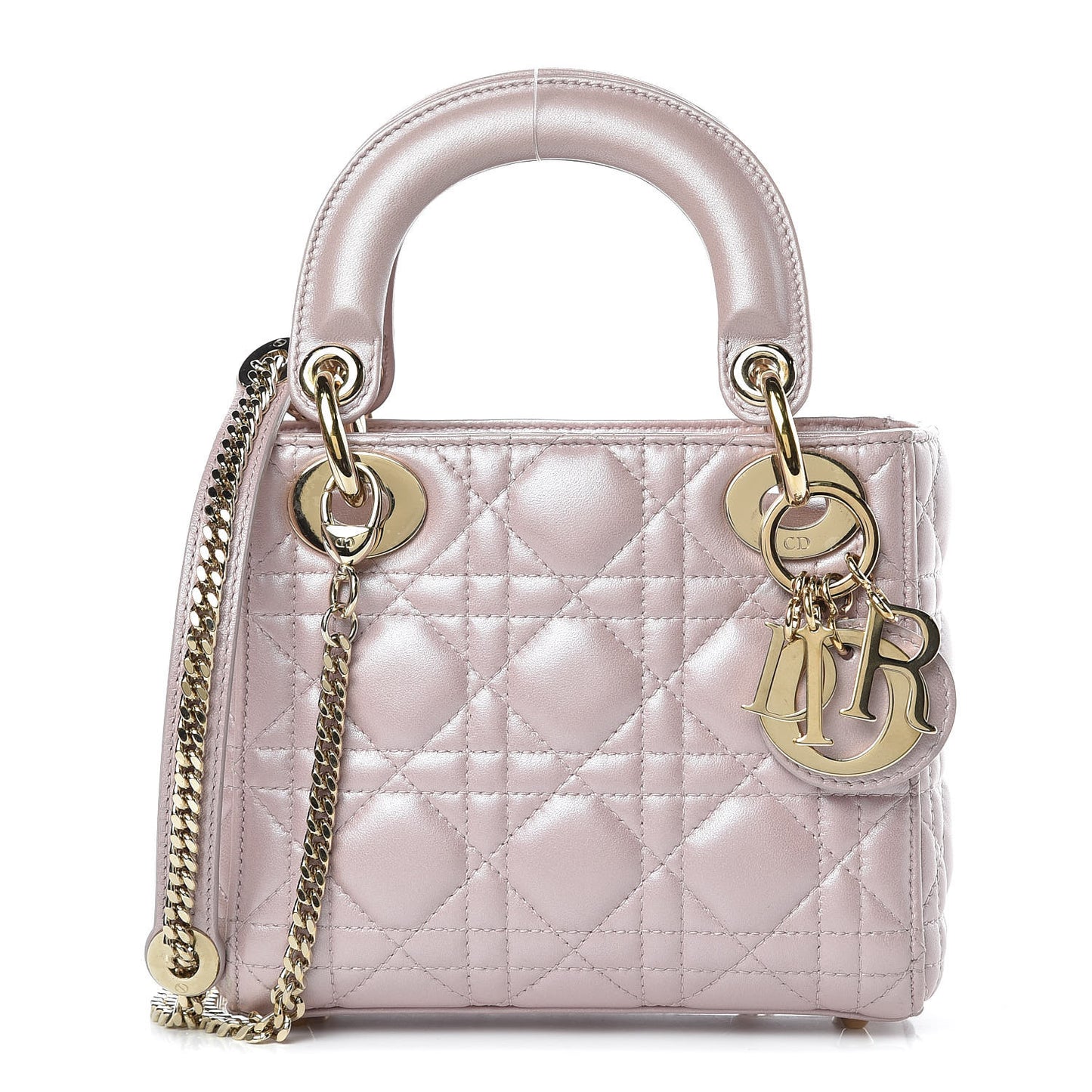 Metallic Lambskin Cannage Mini Lady Dior Lotus