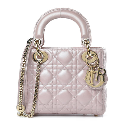 Christian Dior Metallic Lambskin Cannage Mini Lady Dior Lotus 1 of 15