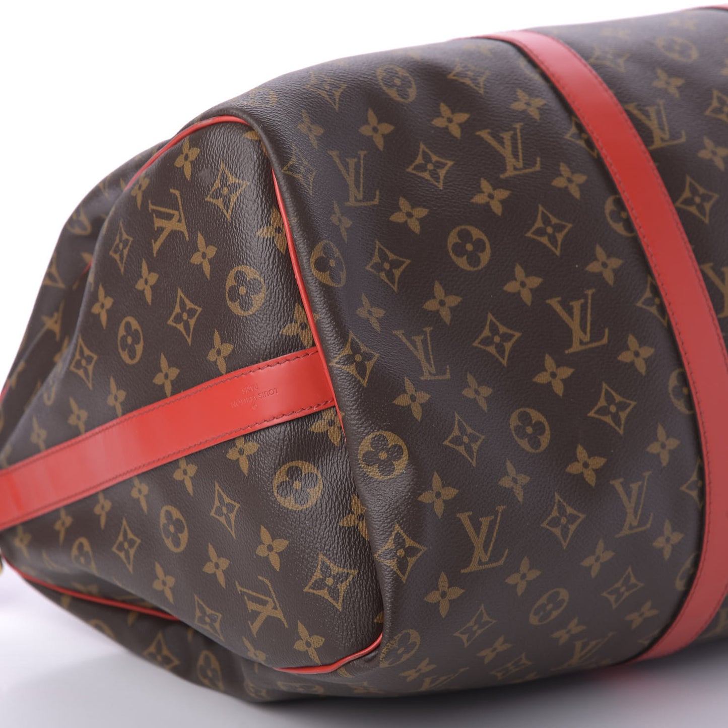 Calfskin Monogram Keepall Bandouliere 50 Coquelicot