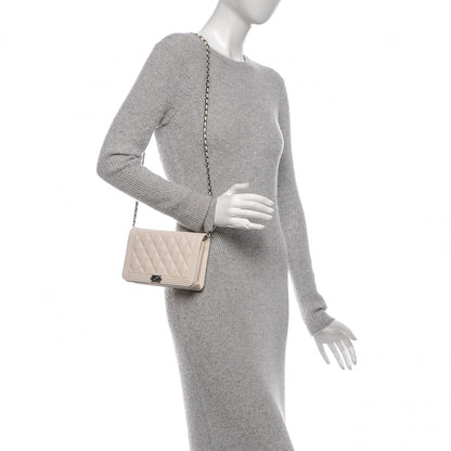 Chanel Caviar Quilted Boy Wallet On Chain WOC Ivory 2 of 8