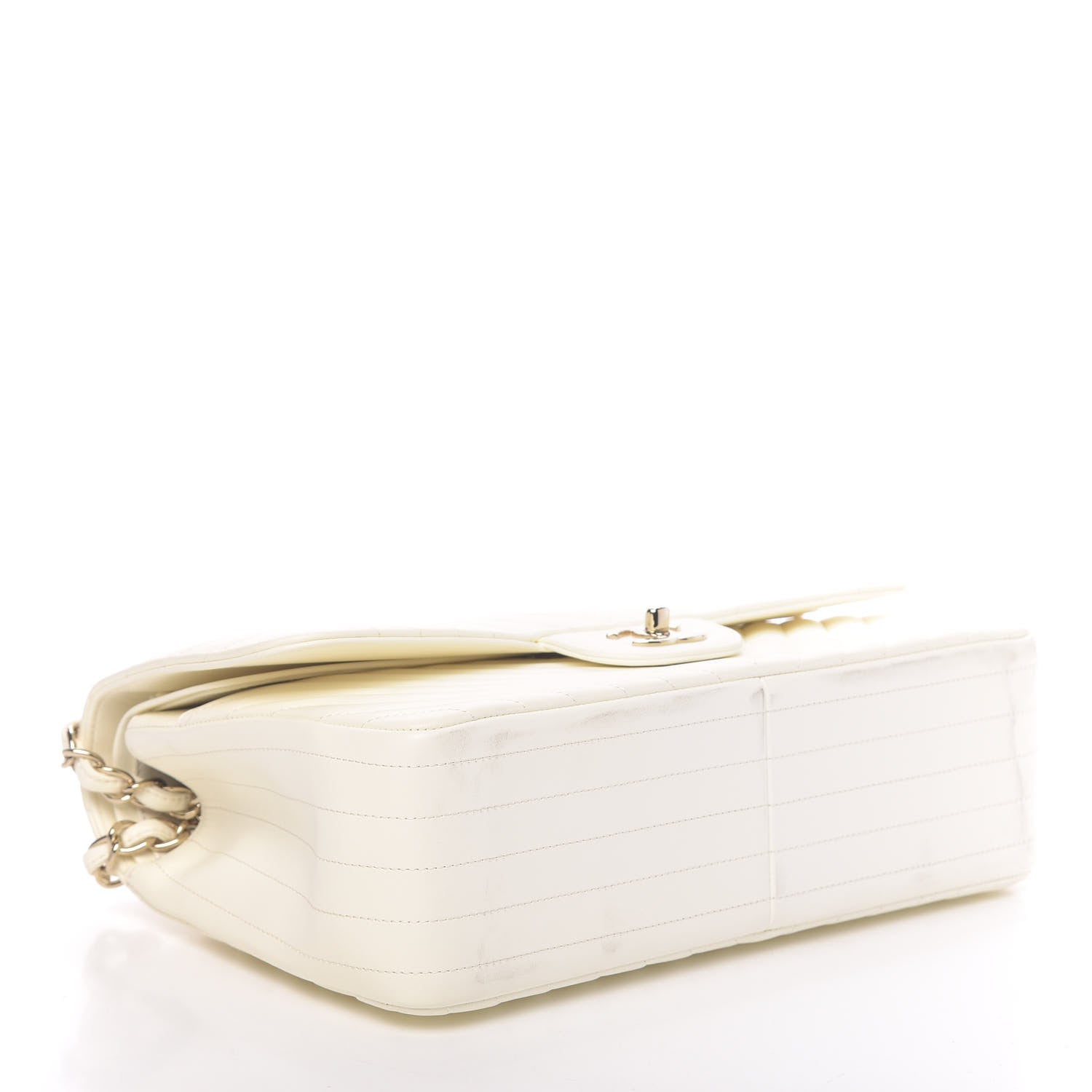 Chanel Lambskin Chevron Quilted Jumbo Double Flap White 4 of 13