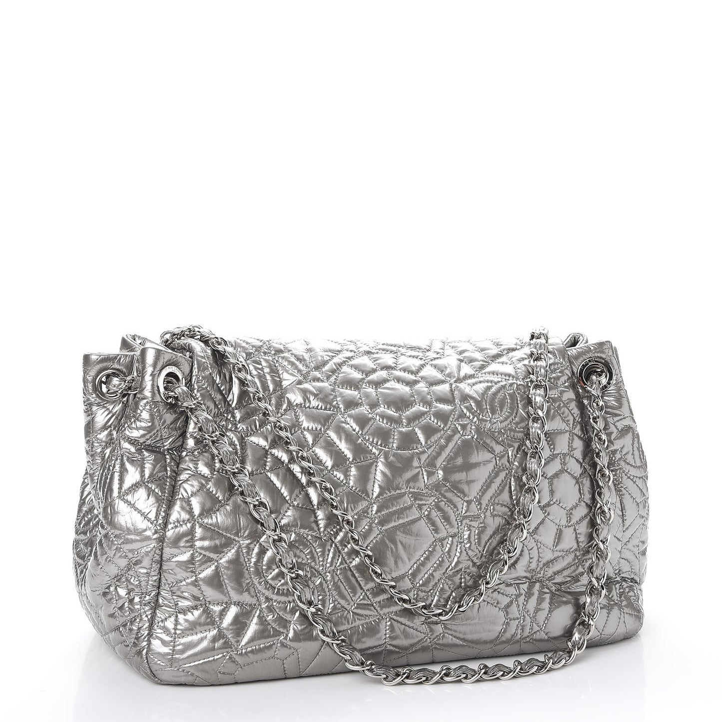 Vinyl Graphic Edge Accordion Flap Bag Silver