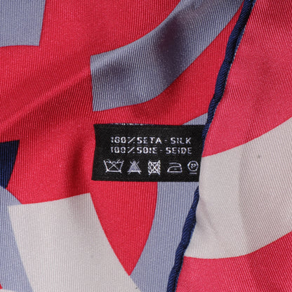 Chanel Silk CC Logo Scarf Fuchsia Blue 5 of 5